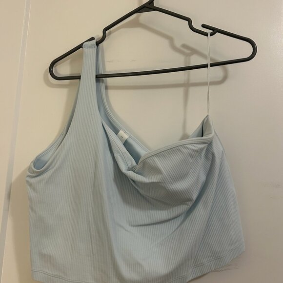 Lululemon Ribbed Nulu Asymmetrical Yoga Tank Top - Light Blue Size 14 - Picture 3 of 4